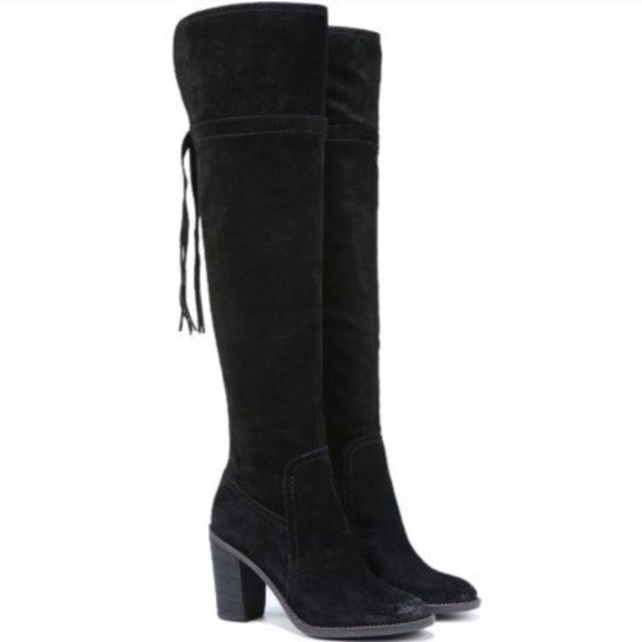 Franco Sarto Shoes - Franco Sarto Over the Knee Ellyn Black Suede Boots